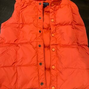 Lands' End Boy’s 10/12 Orange puffer Vest snap up Coat